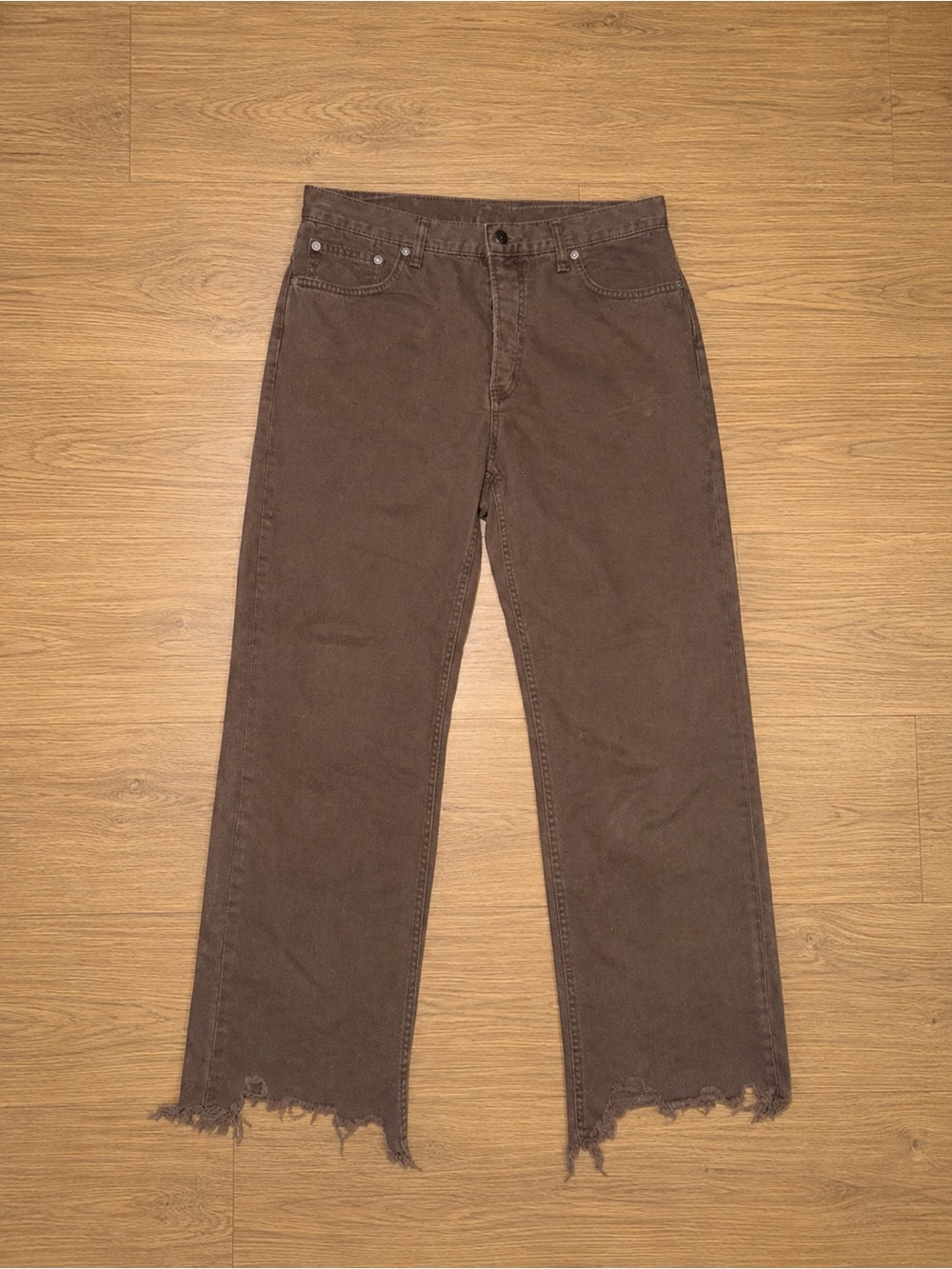 Free People Brown Cropped Frayed Hem Jeans Size 32 - Picture 1 of 4